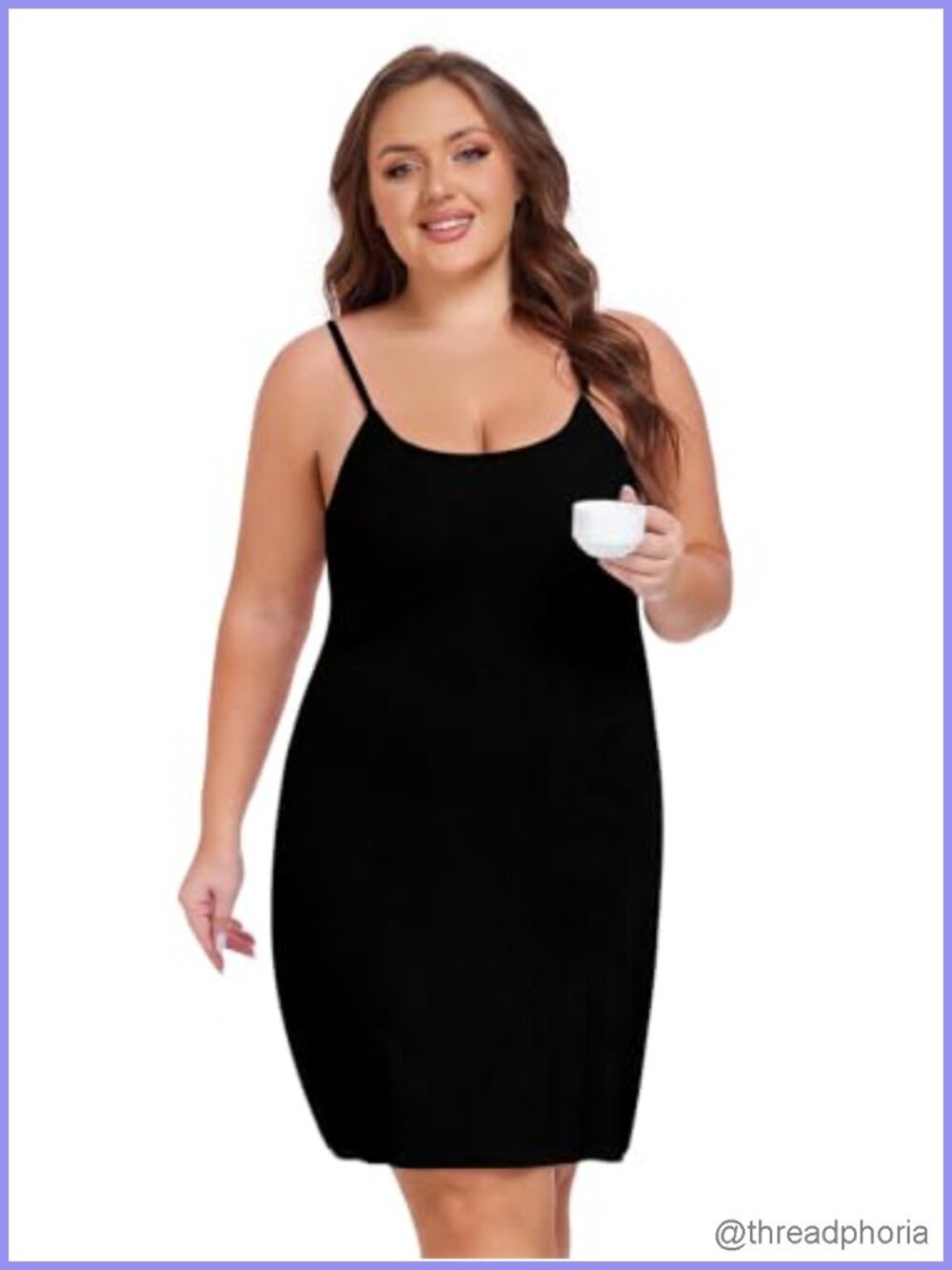 Plus Size Full Slip Under Dress Adjustable Spaghetti Strap Rayon Cami